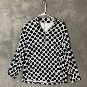 Jude Connally 1/4 Zip Pull Large L Black Knot Preppy Catalina Cloth Top UPF